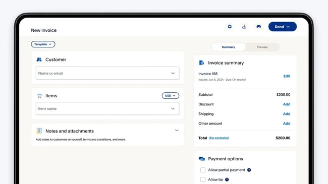 invoicing software for small business image showing partial payment and tip options using paypal invoicing